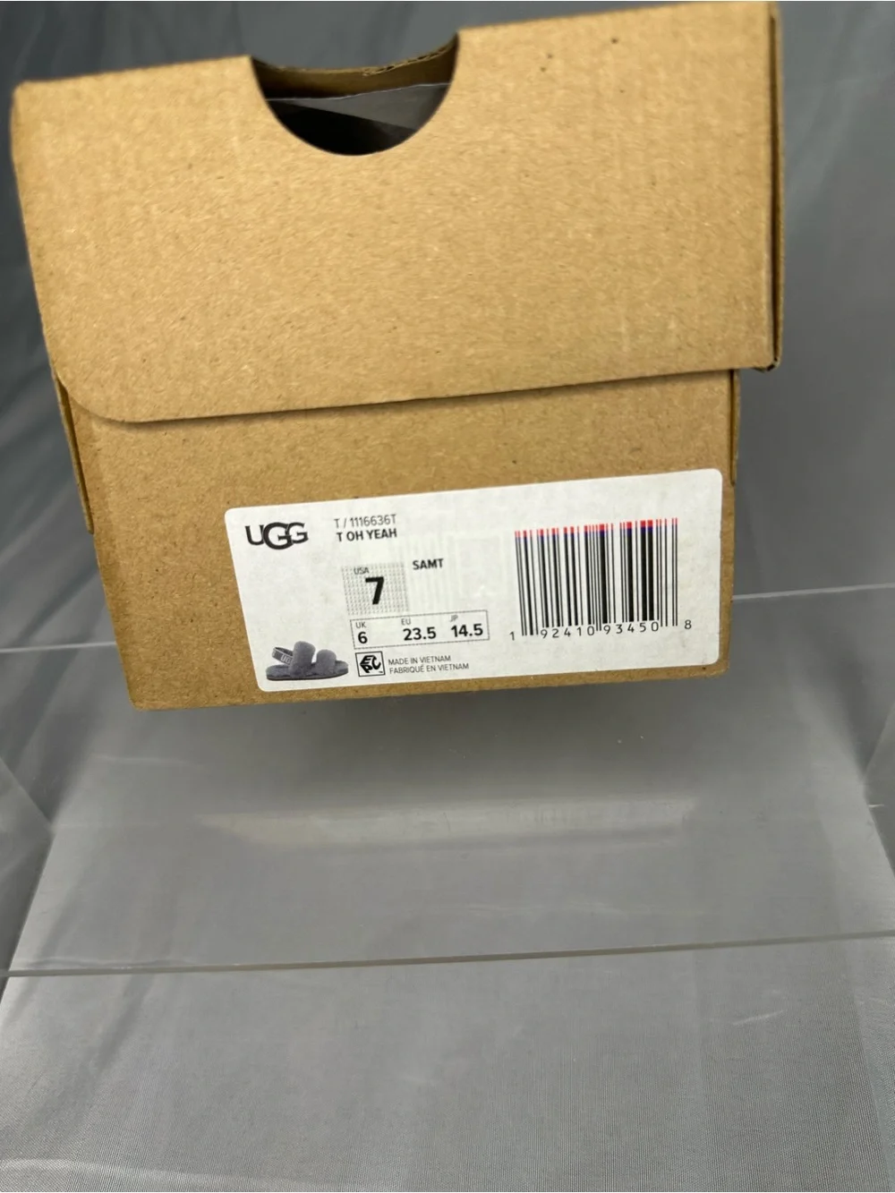 UGG kids  Grey Fluffy Slide Sandals with Back Strap